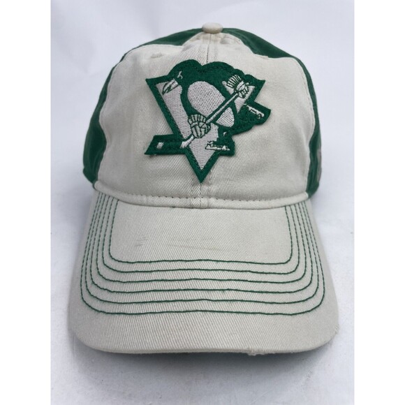 Reebok Face Off Pittsburgh Penguins St Patrick's Day Green Tan Strapback Hat NWT - Picture 1 of 8